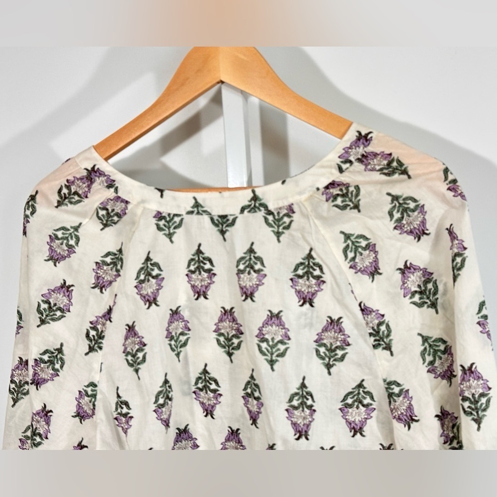 J.Crew Floral Block Print Top L – Boho Cottagecore Lightweight Blouse - Picture 6 of 7
